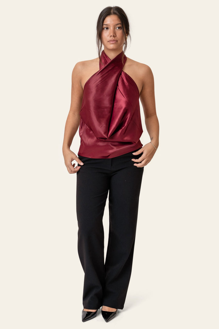 Holly Wrap Top Bordeaux | Topper | Smuk