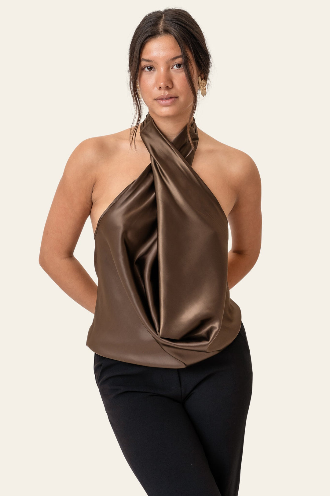 Holly Wrap Top Dark Brown | Topper | Smuk