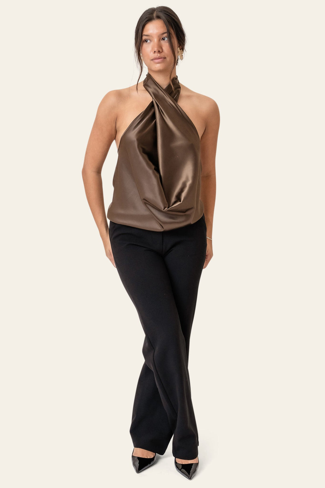 Holly Wrap Top Dark Brown | Topper | Smuk