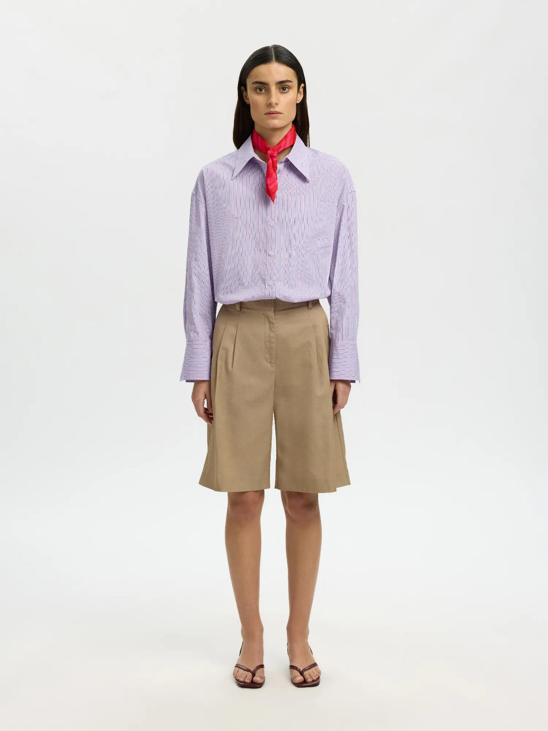 Hotel Amour Oversize Ls Shirt Fresh Pink Blue And White | Skjorter og bluser | Smuk