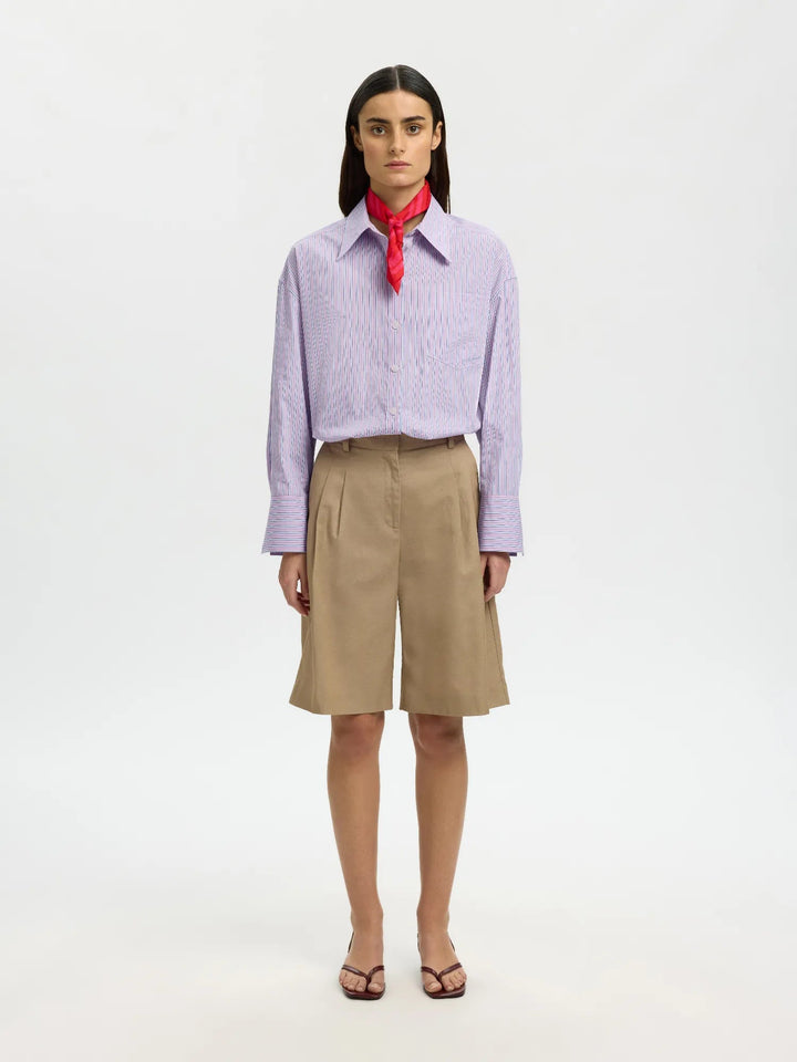 Hotel Amour Oversize Ls Shirt Fresh Pink Blue And White | Skjorter og bluser | Smuk