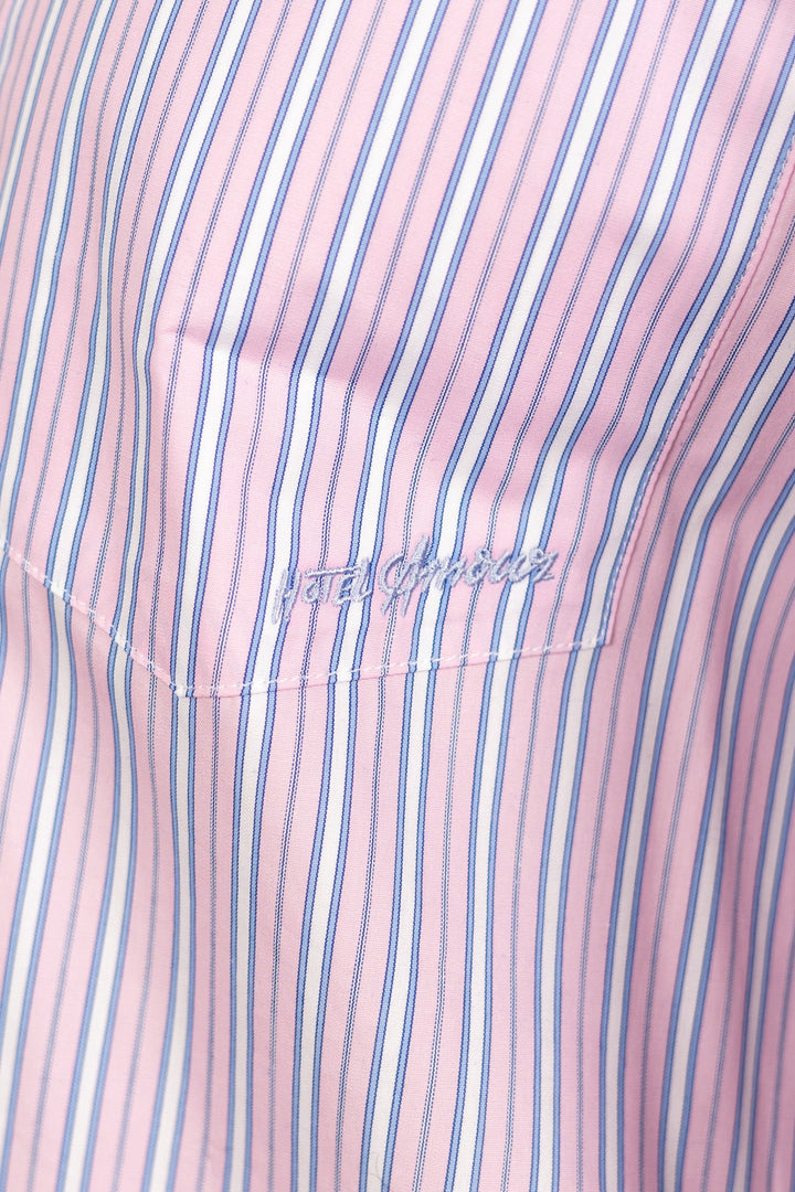 Hotel Amour Oversize Ls Shirt Fresh Pink Blue And White | Skjorter og bluser | Smuk