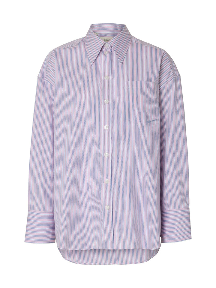 Hotel Amour Oversize Ls Shirt Fresh Pink Blue And White | Skjorter og bluser | Smuk
