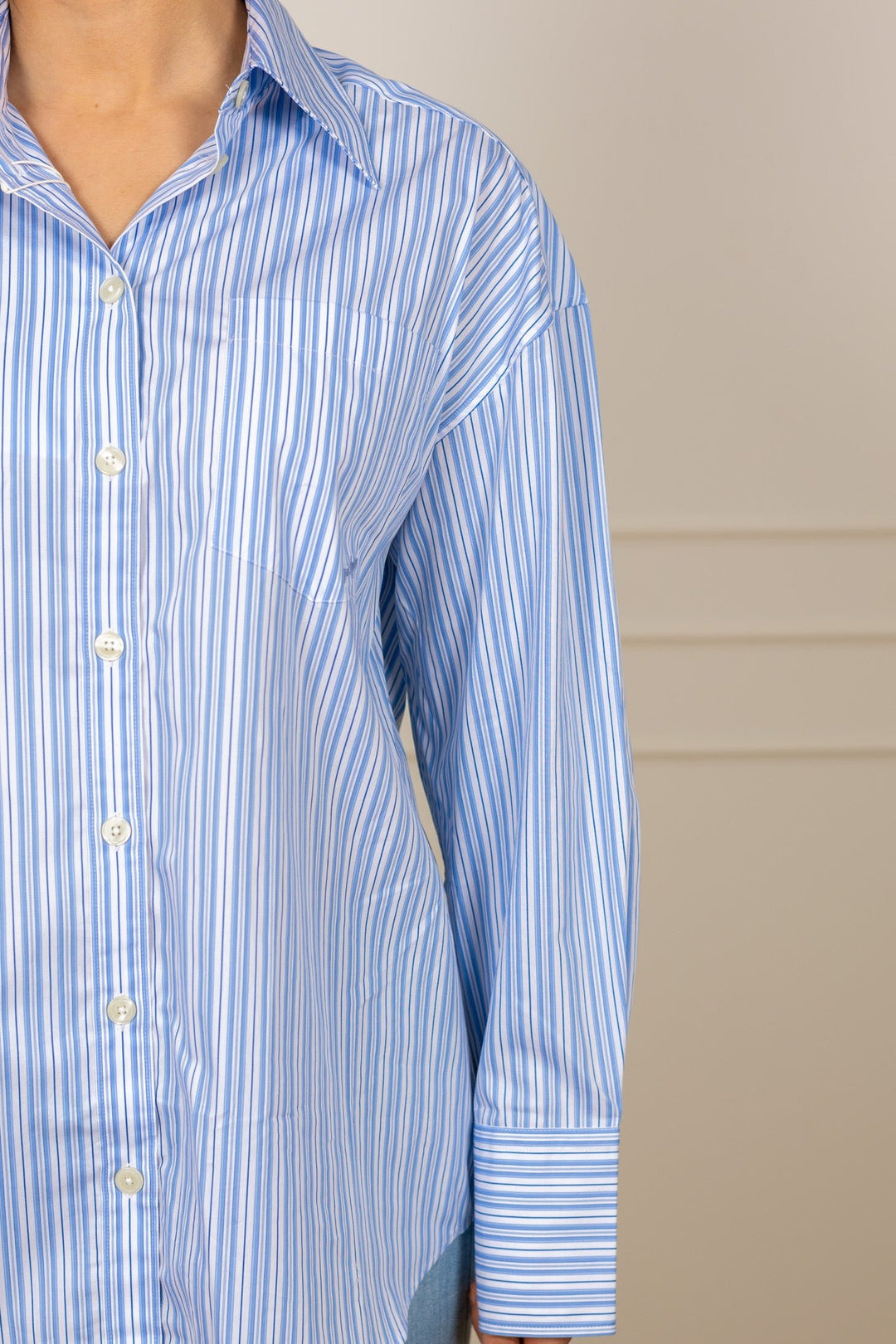 Hotel Amour Oversize Ls Shirt Light Blue Multi | Skjorter og bluser | Smuk