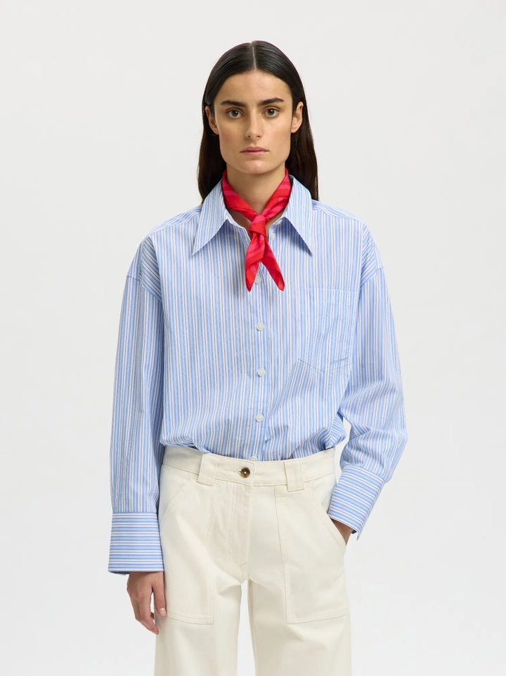 Hotel Amour Oversize Ls Shirt Light Blue Multi | Skjorter og bluser | Smuk