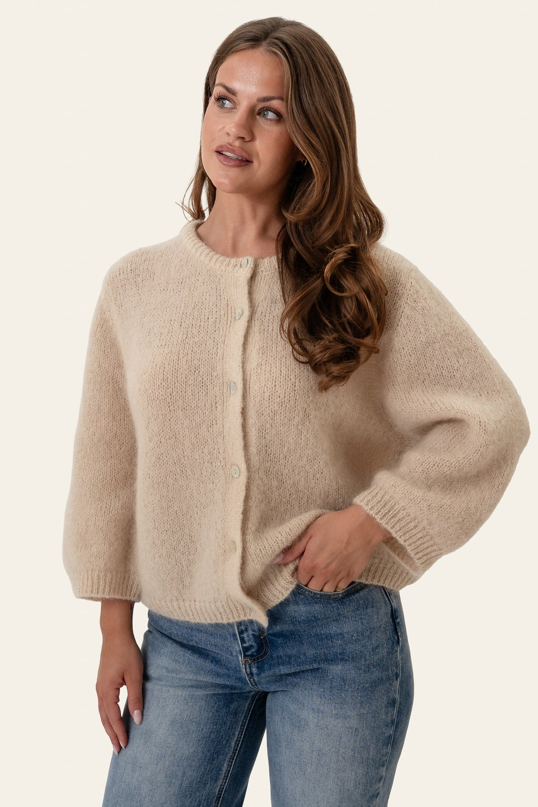 Ida 3/4 Cardigan Beige | Genser | Smuk