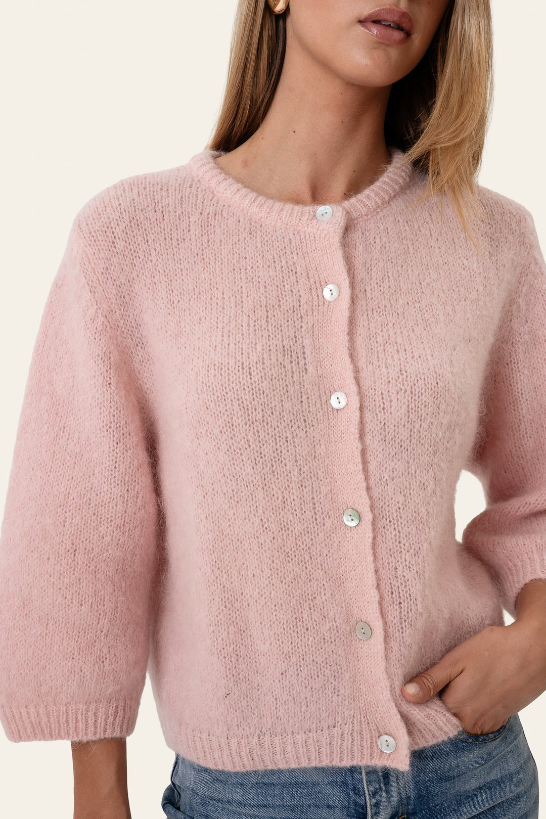 Ida 3/4 Cardigan Light Pink | Genser | Smuk