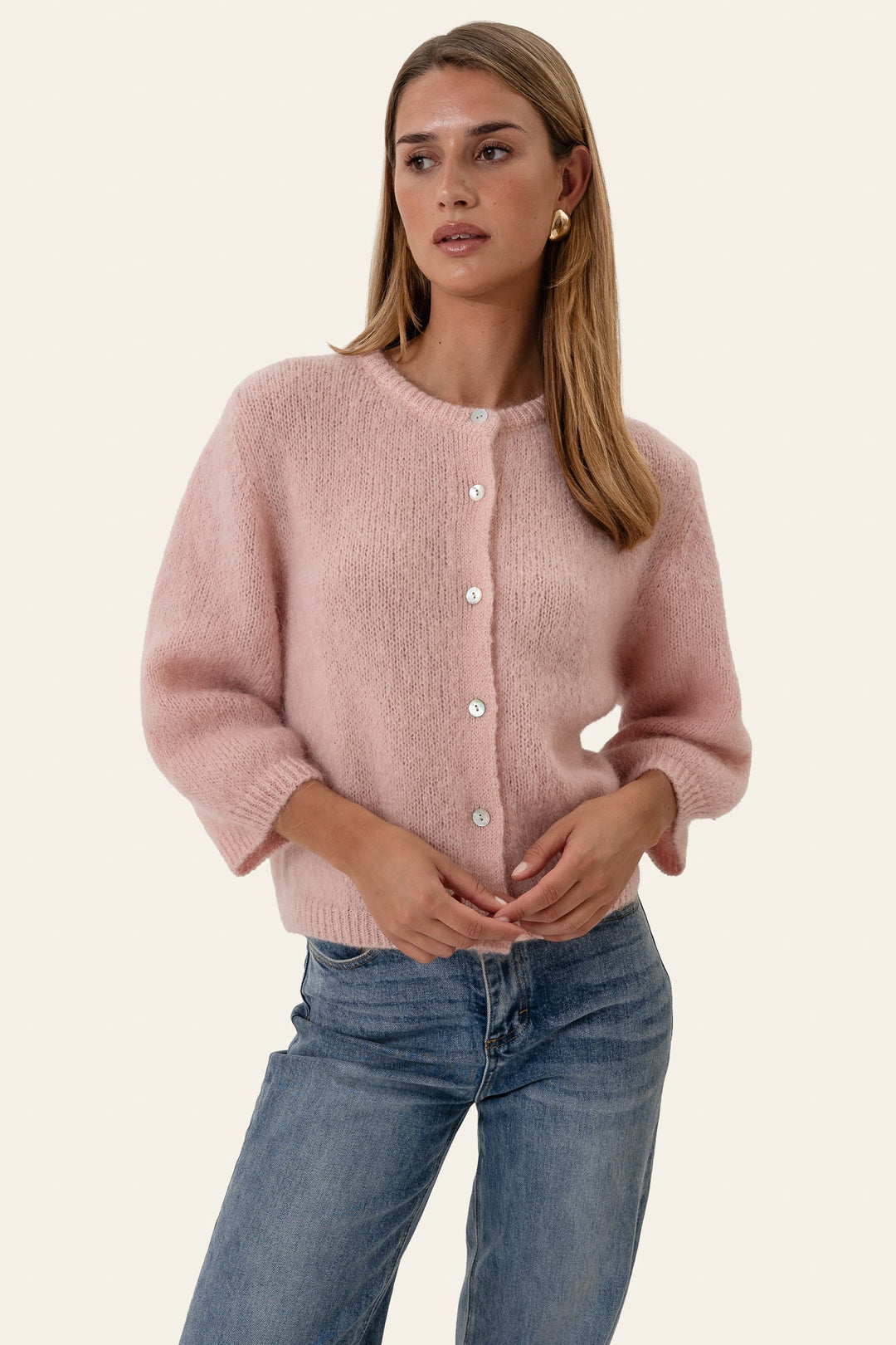 Ida 3/4 Cardigan Light Pink | Genser | Smuk