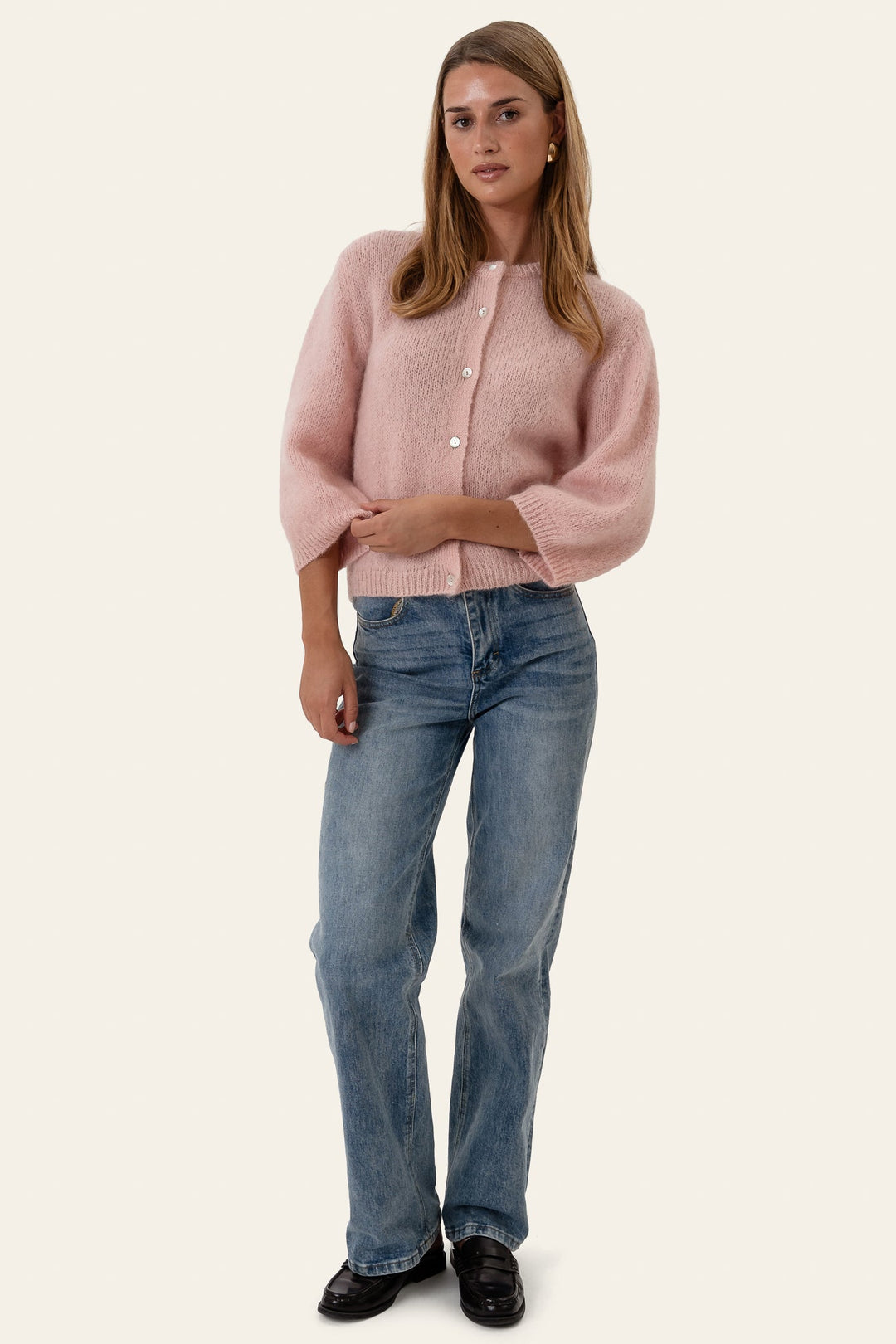 Ida 3/4 Cardigan Light Pink | Genser | Smuk