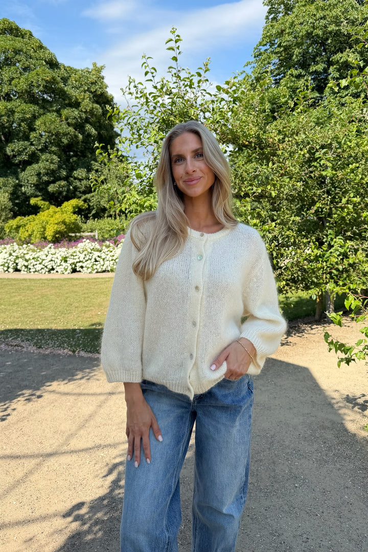 Ida 3/4 Cardigan White | Genser | Smuk