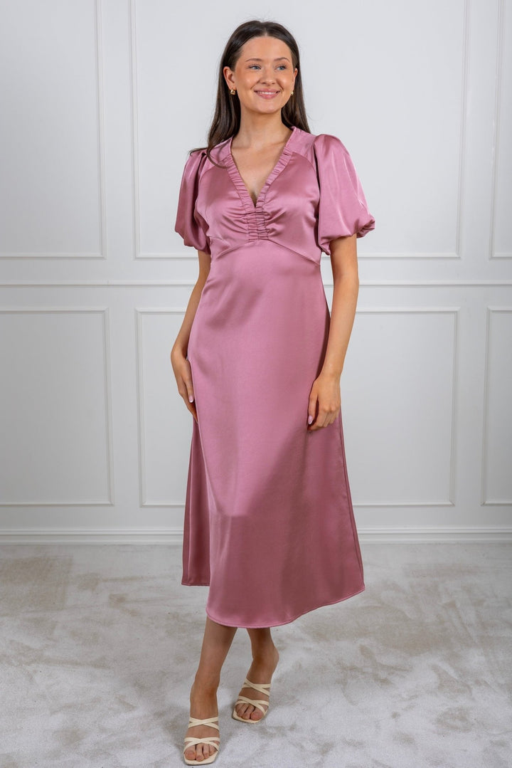 Illana Heavy Sateen Dress Evening Rose | Kjoler | Smuk - Dameklær på nett