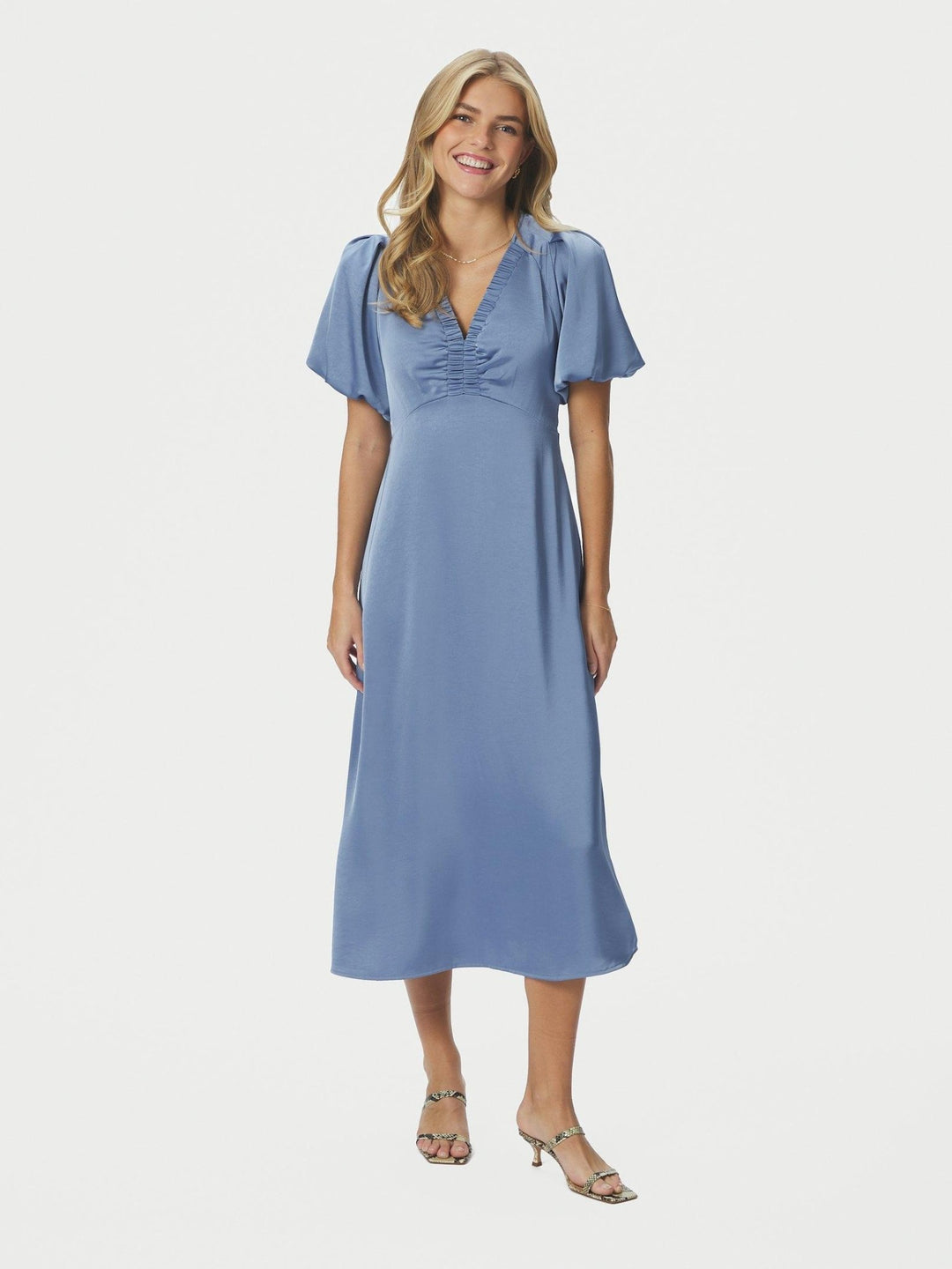 Illana Heavy Sateen Dress Smoke Blue | Kjoler | Smuk