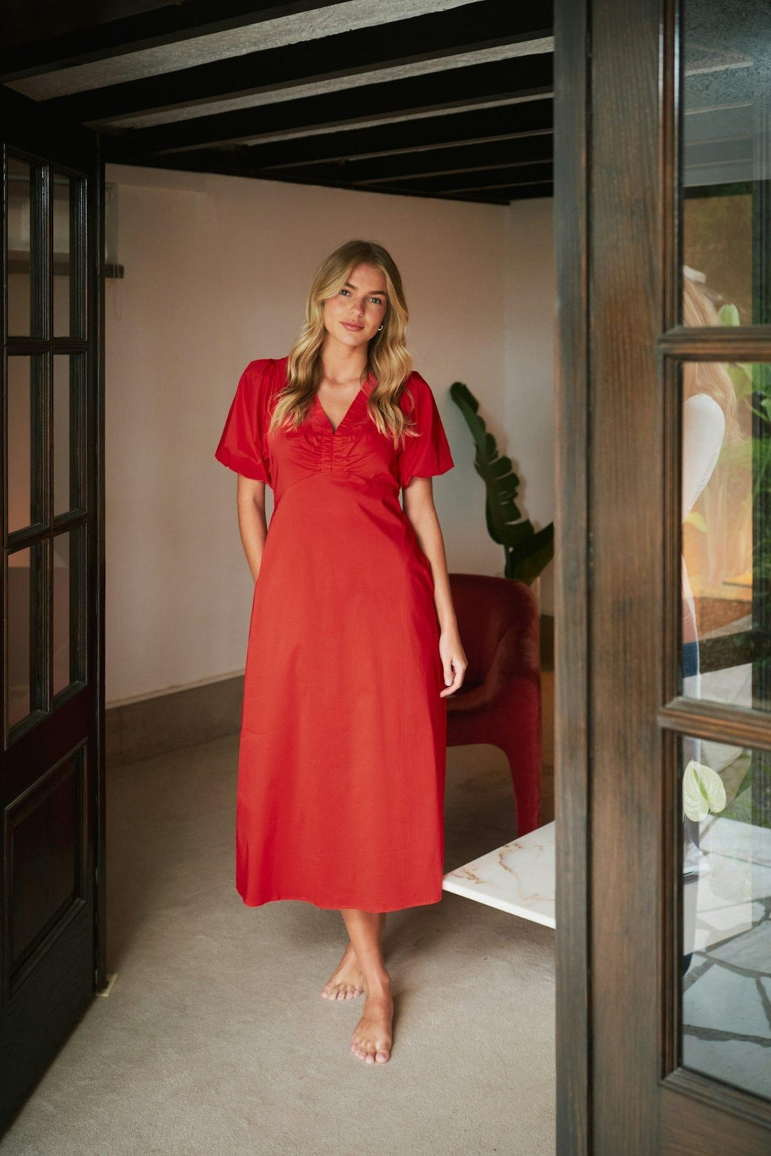 Illana Poplin Dress Red | Kjoler | Smuk - Dameklær på nett