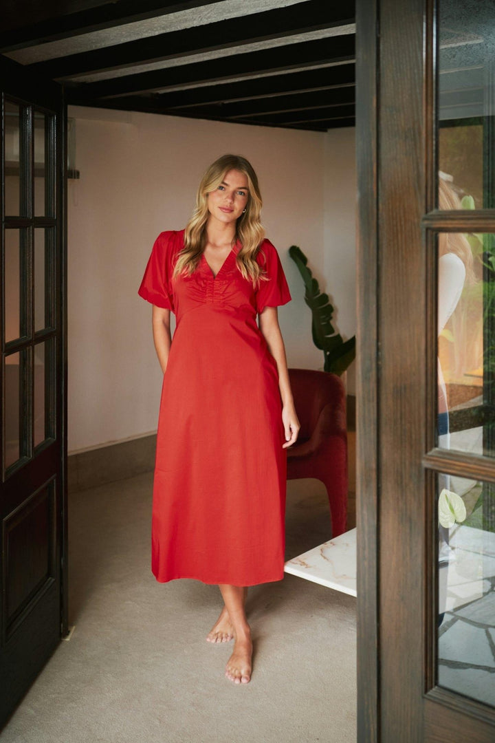 Illana Poplin Dress Red | Kjoler | Smuk - Dameklær på nett