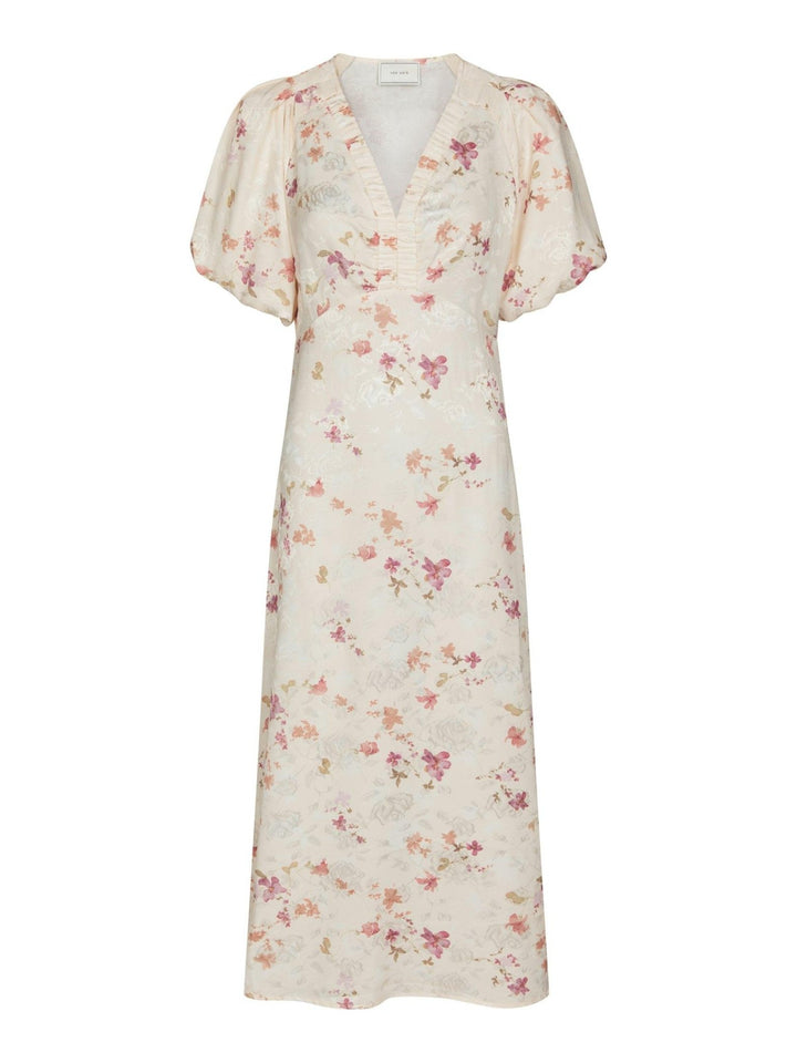 Illana Sateen Print Dress Creme | Kjoler | Smuk