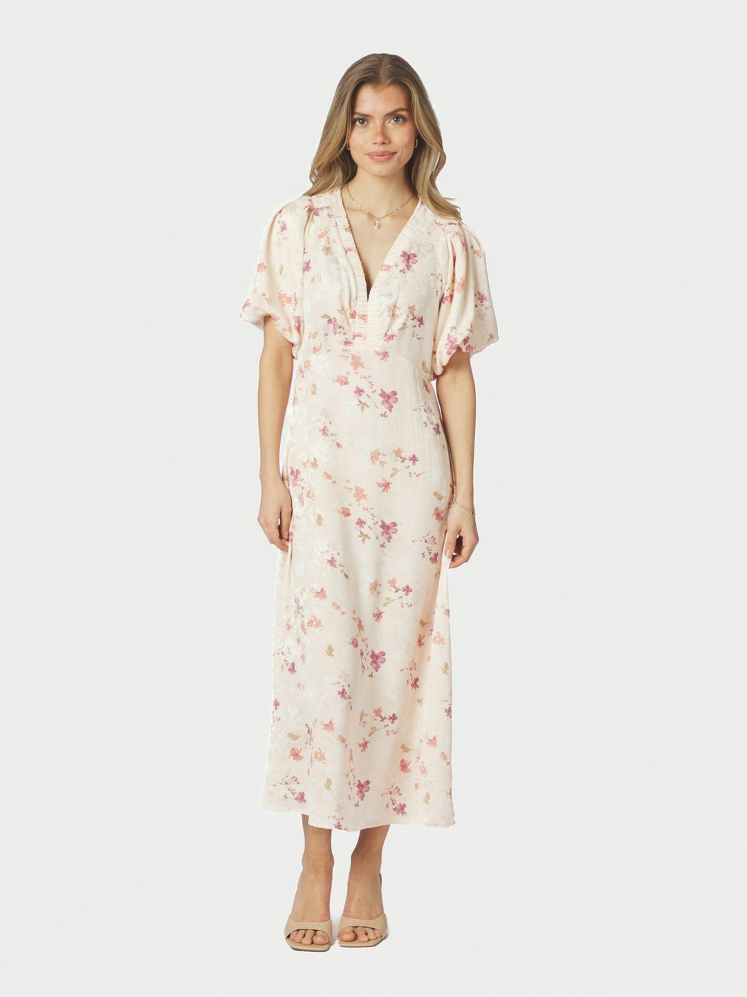 Illana Sateen Print Dress Creme | Kjoler | Smuk