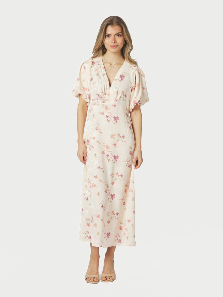 Illana Sateen Print Dress Creme | Kjoler | Smuk
