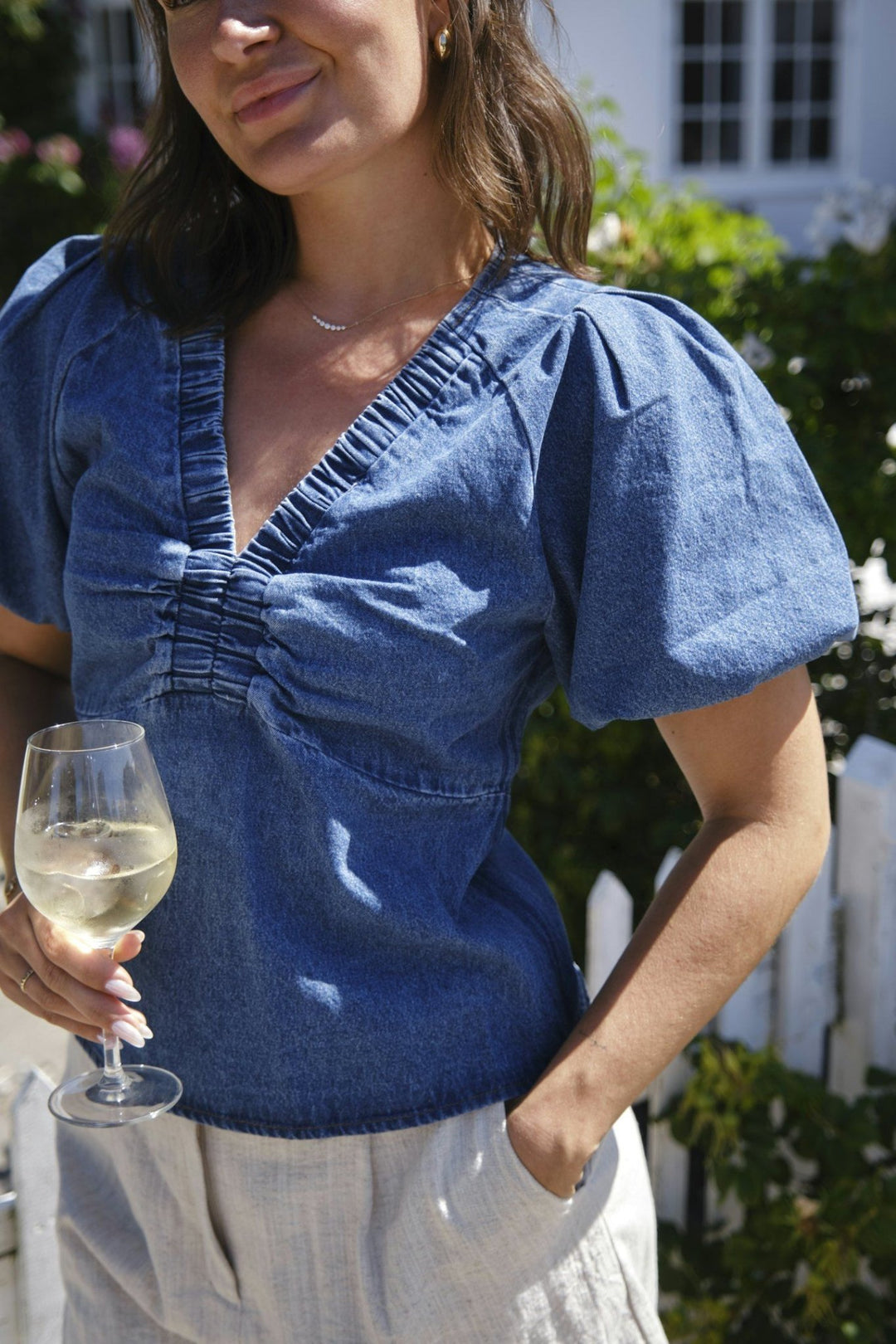 Irina Denim Blouse Blue | Skjorter og bluser | Smuk - Dameklær på nett
