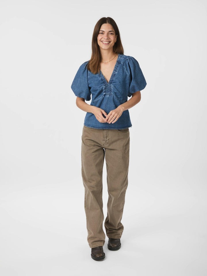 Irina Denim Blouse Blue | Skjorter og bluser | Smuk - Dameklær på nett