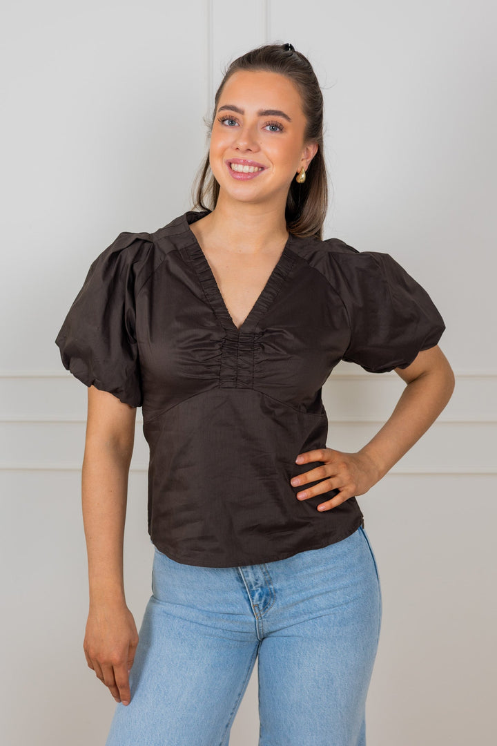 Irina Poplin Blouse Chocolate Brown | Skjorter og bluser | Smuk