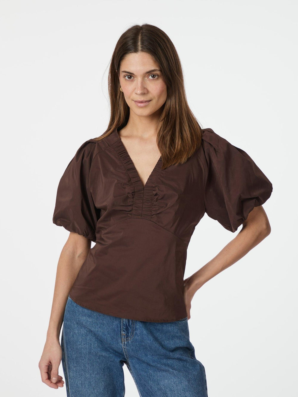Irina Poplin Blouse Chocolate Brown | Skjorter og bluser | Smuk