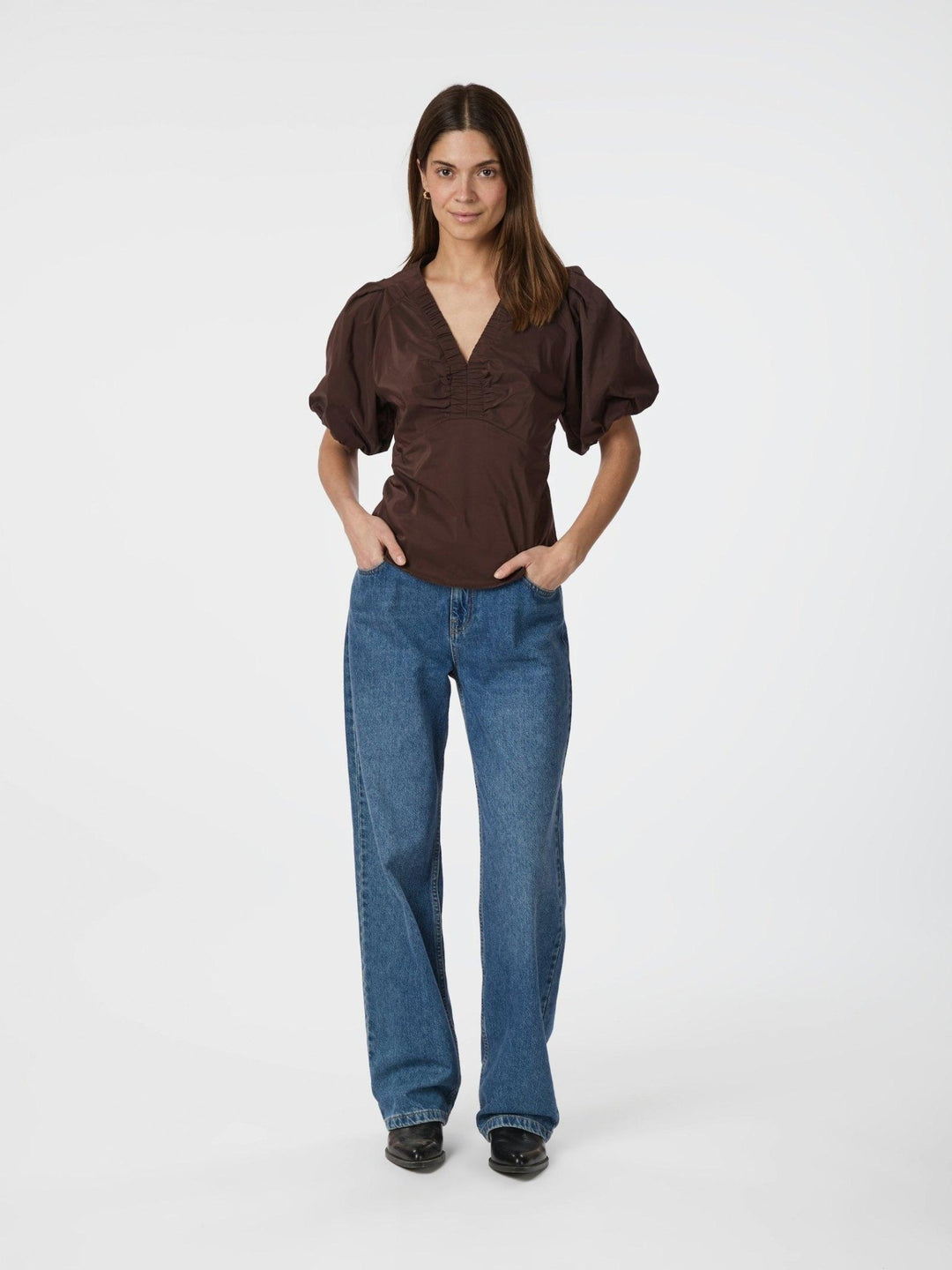 Irina Poplin Blouse Chocolate Brown | Skjorter og bluser | Smuk