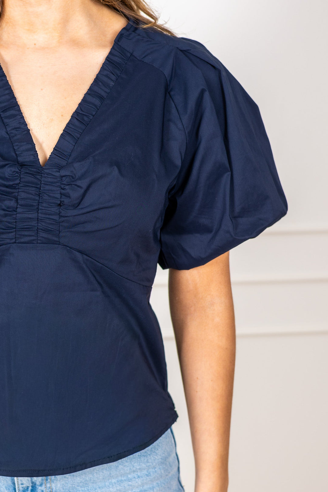 Irina Poplin Blouse Navy | Skjorter og bluser | Smuk
