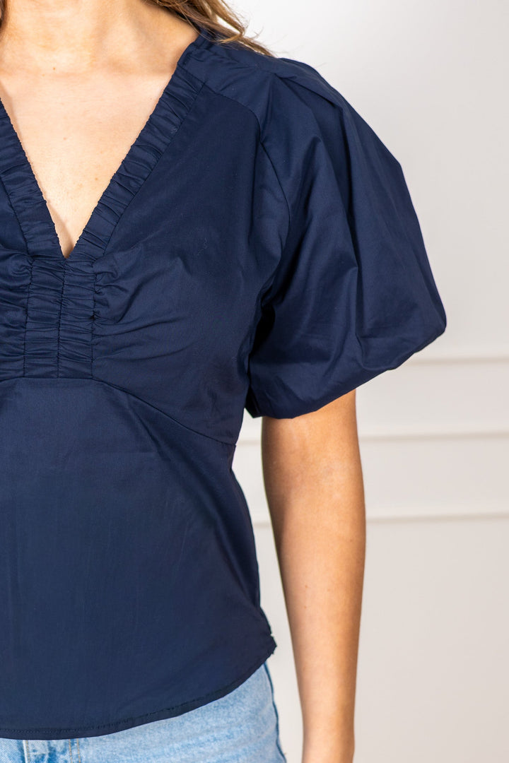 Irina Poplin Blouse Navy | Skjorter og bluser | Smuk