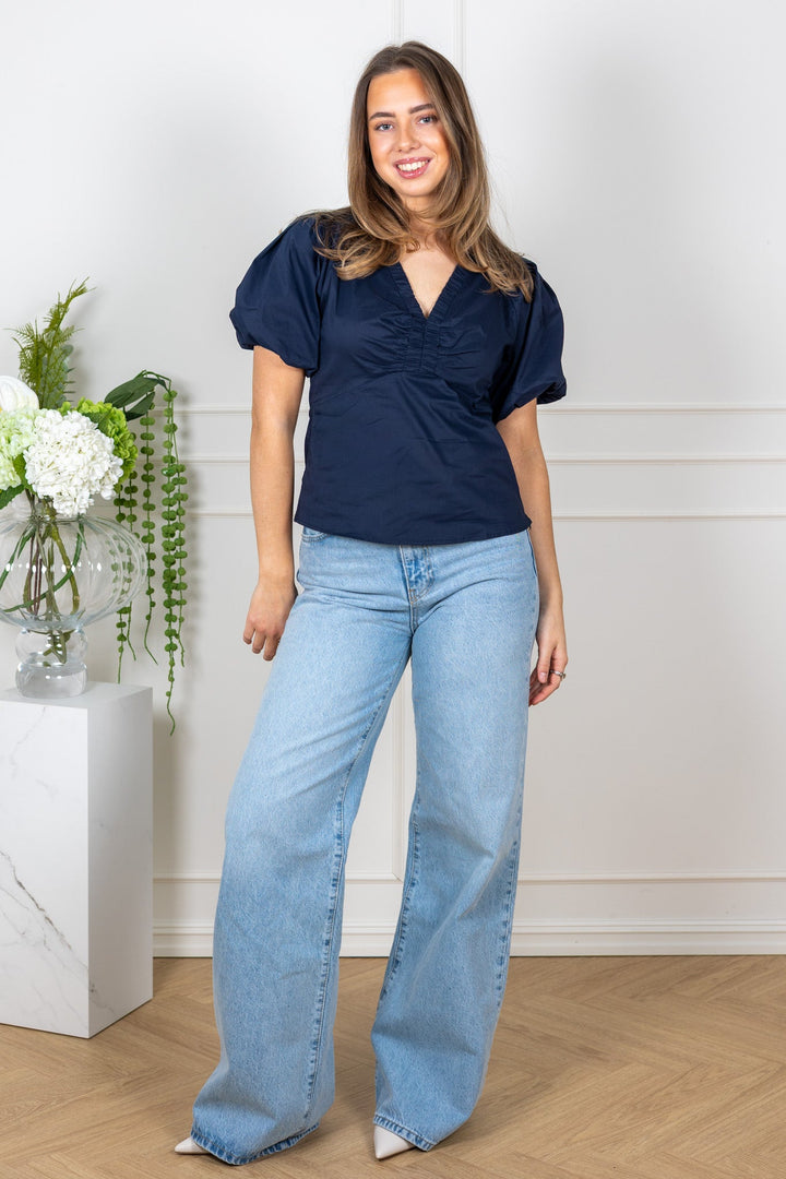 Irina Poplin Blouse Navy | Skjorter og bluser | Smuk