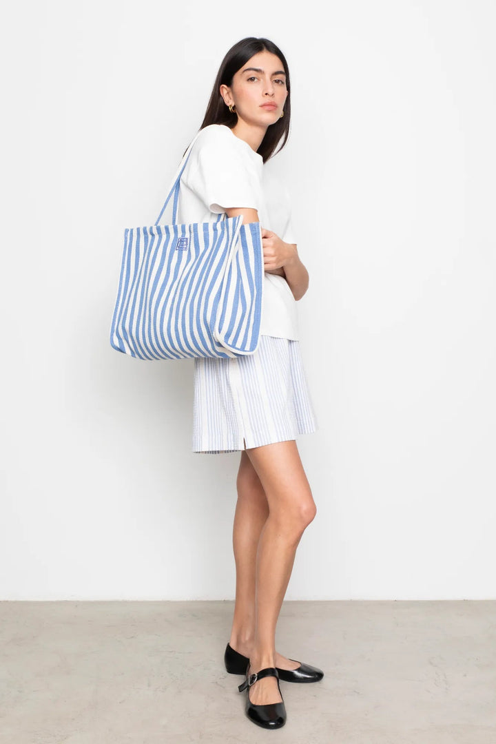 Ivy Tote Bag Blue Stripe | Vesker | Smuk