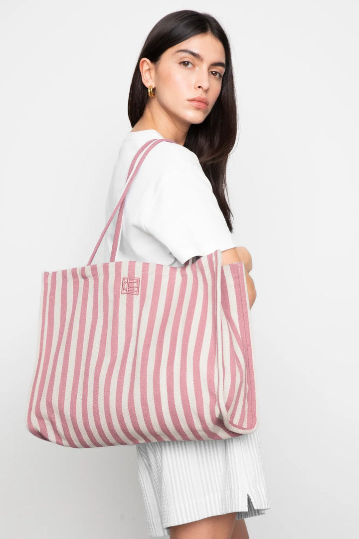 Ivy Tote Bag Light Pink Stripe | Vesker | Smuk