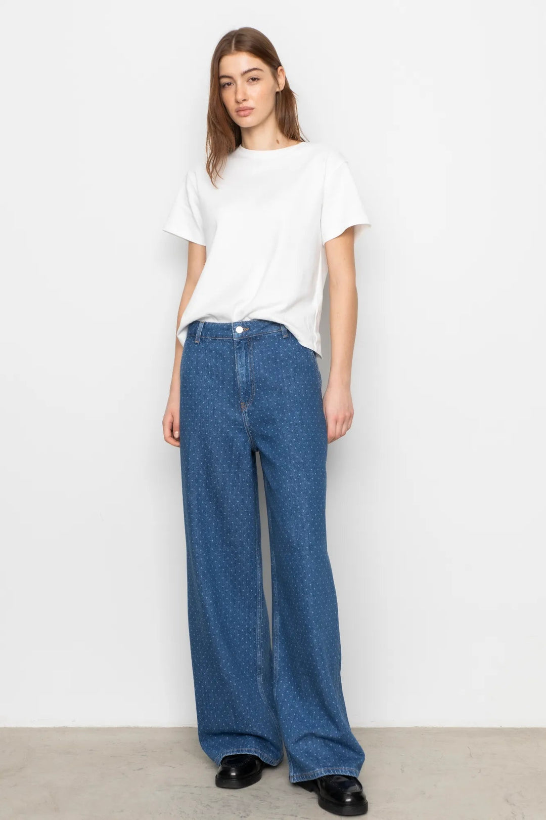 Jace Trouser Mid Blue Dot | Bukser | Smuk