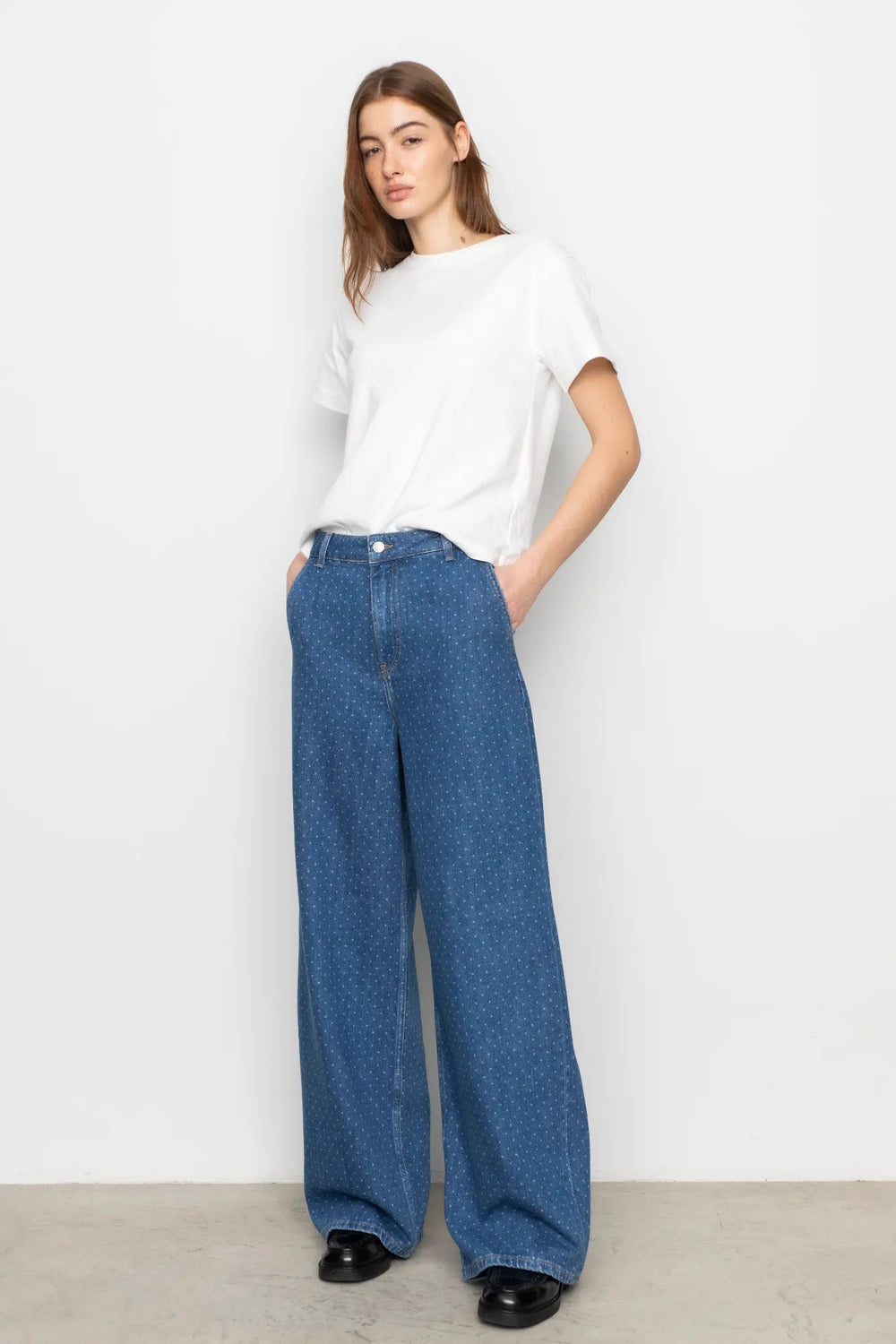 Jace Trouser Mid Blue Dot | Bukser | Smuk