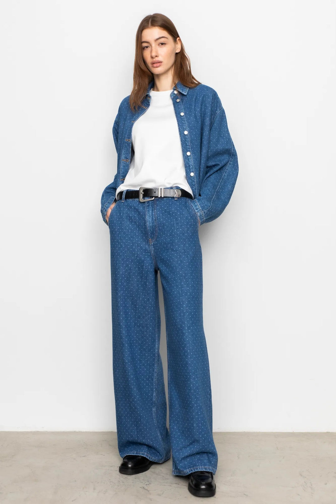 Jace Trouser Mid Blue Dot | Bukser | Smuk