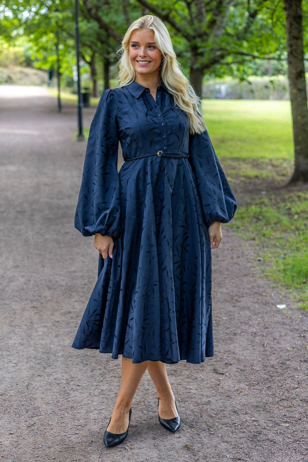 Jacquard Midi Dress Anthracite | Kjoler | Smuk - Dameklær på nett