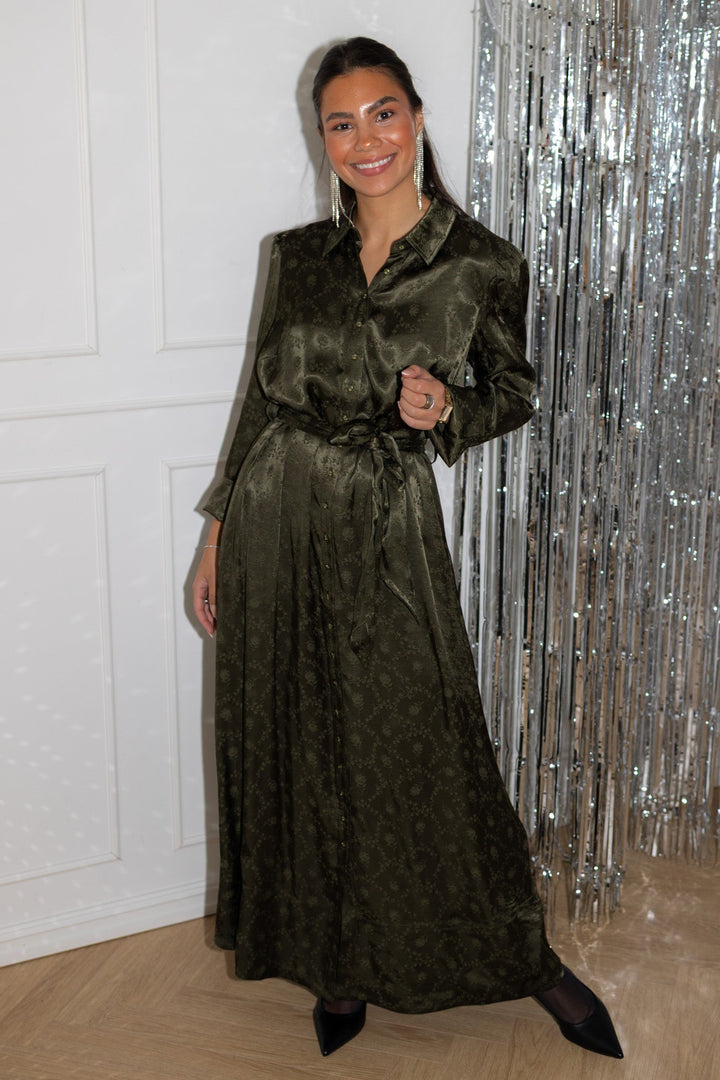 Jacquard Tieband Dress Forest | Kjoler | Smuk