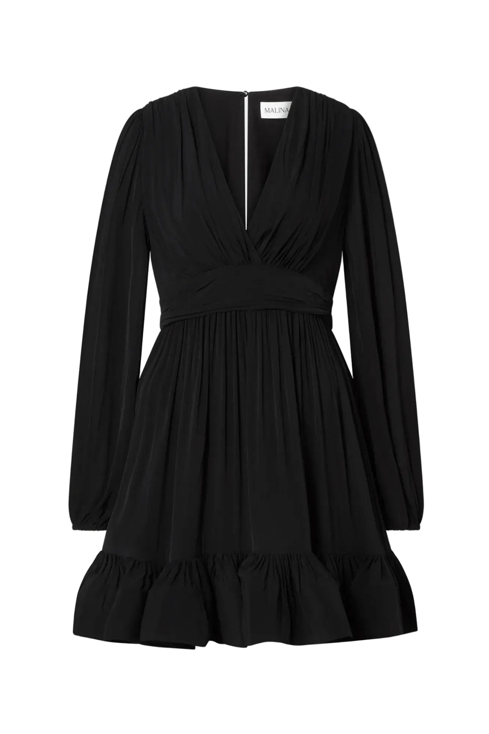 Jadie V-Neck Ruffled Mini Dress Black | Kjoler | Smuk