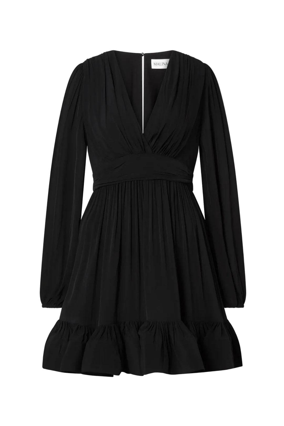 Jadie V-Neck Ruffled Mini Dress Black | Kjoler | Smuk