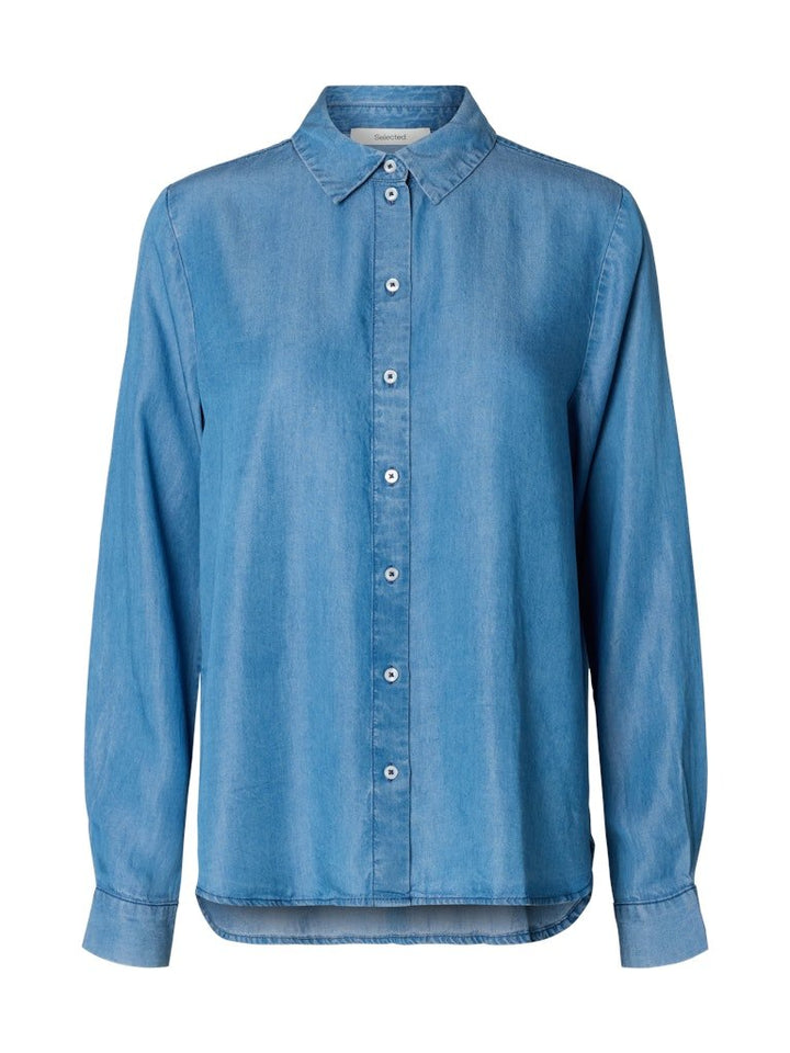 Janna - Viva Ls Shirt Medium Blue Denim | Skjorter og bluser | Smuk