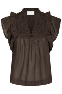 Jayla S Voile Top Dark Brown