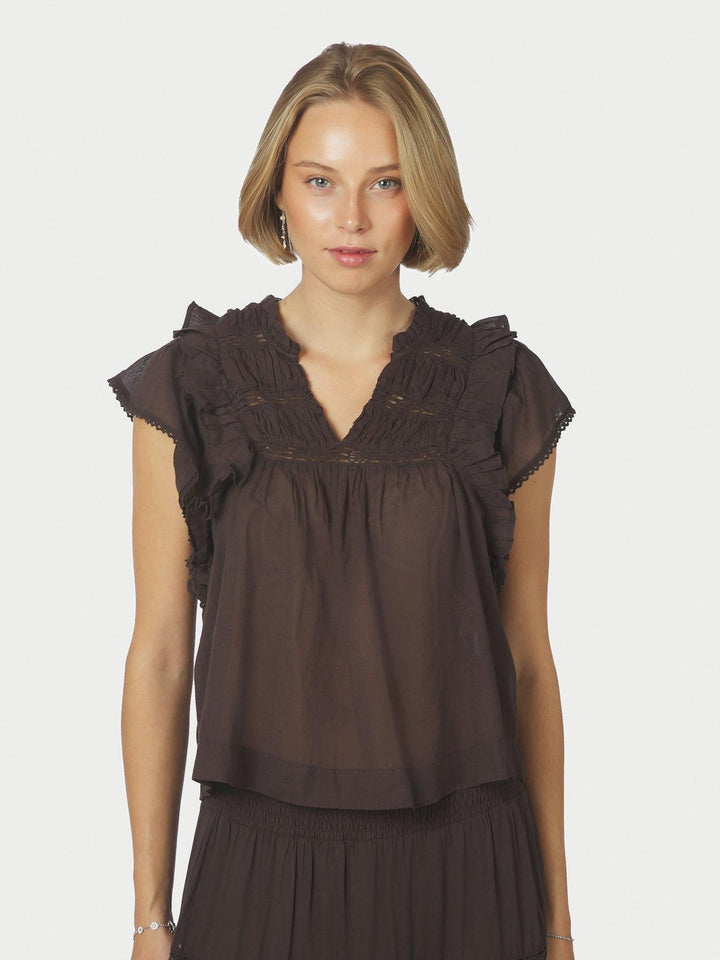 Jayla S Voile Top Dark Brown | Topper | Smuk