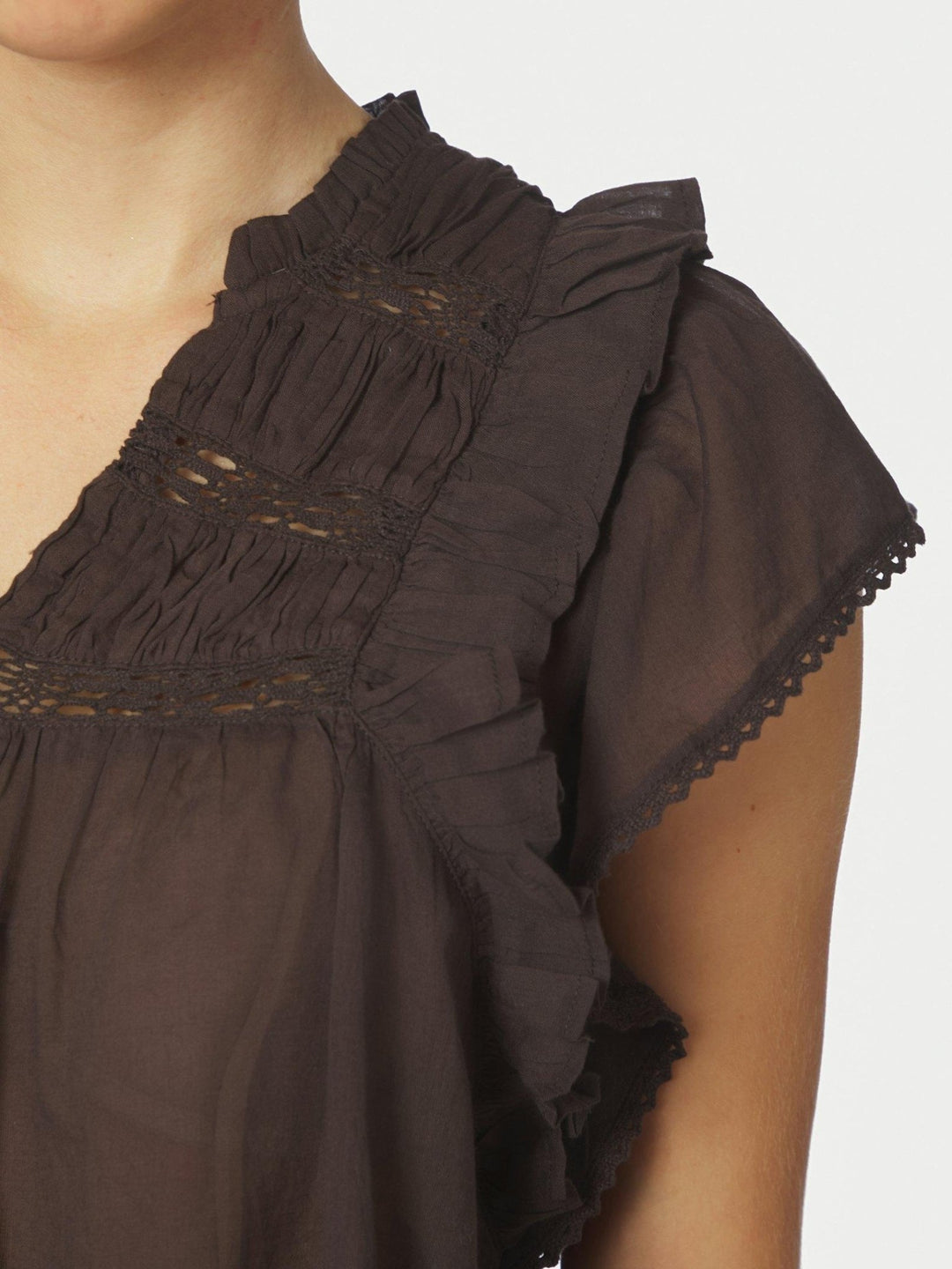 Jayla S Voile Top Dark Brown | Topper | Smuk