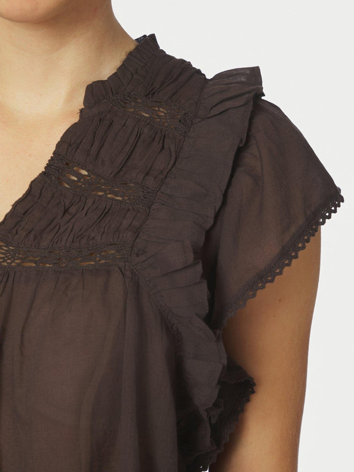 Jayla S Voile Top Dark Brown | Topper | Smuk
