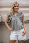 Jayla S Voile Top Smoke Green