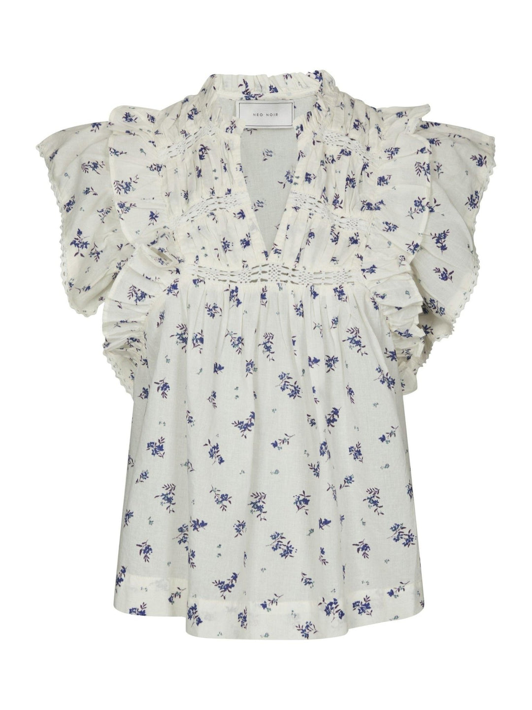 Jayla Small Blossom Top White Blue | Topper | Smuk