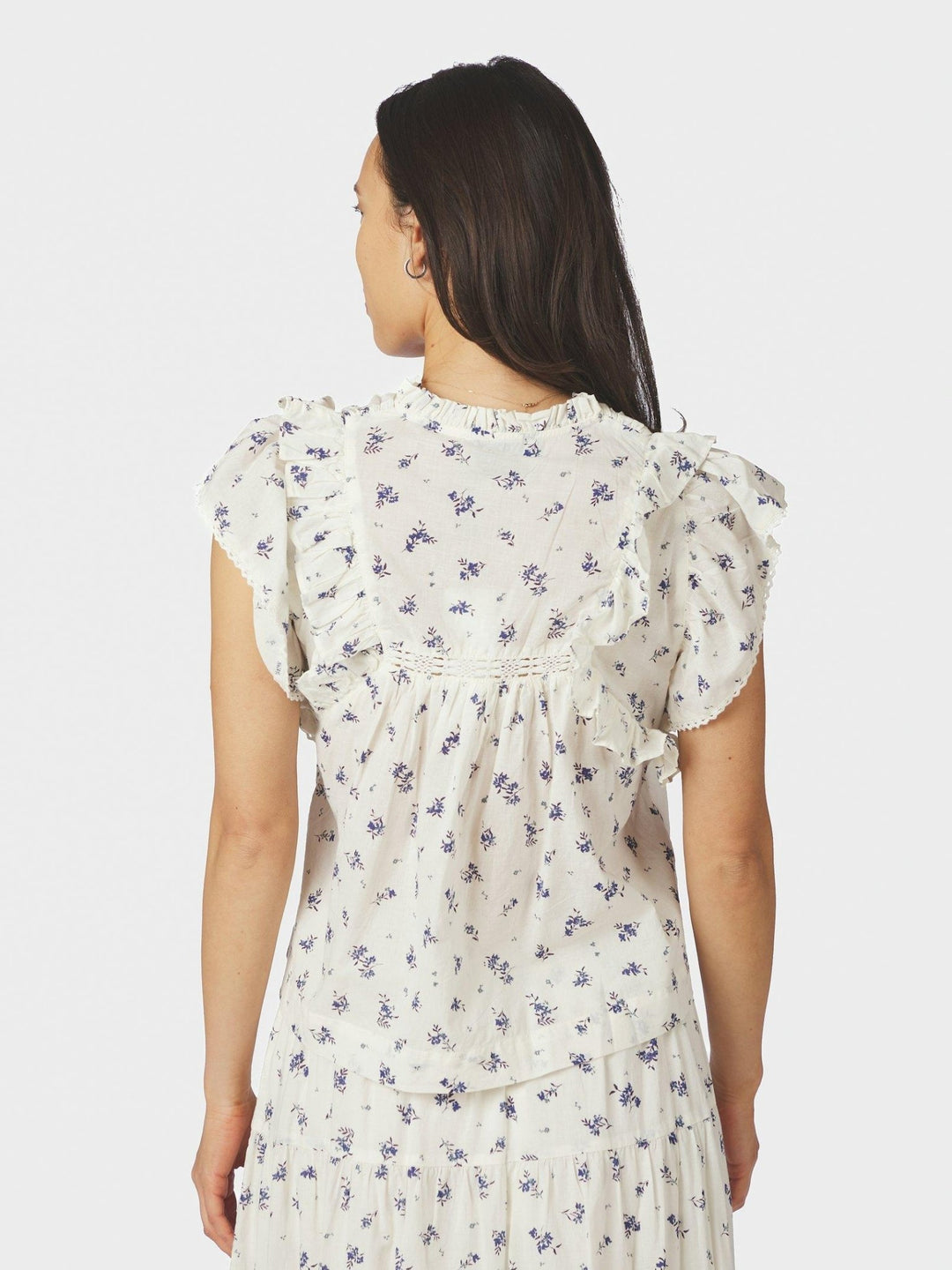 Jayla Small Blossom Top White Blue | Topper | Smuk