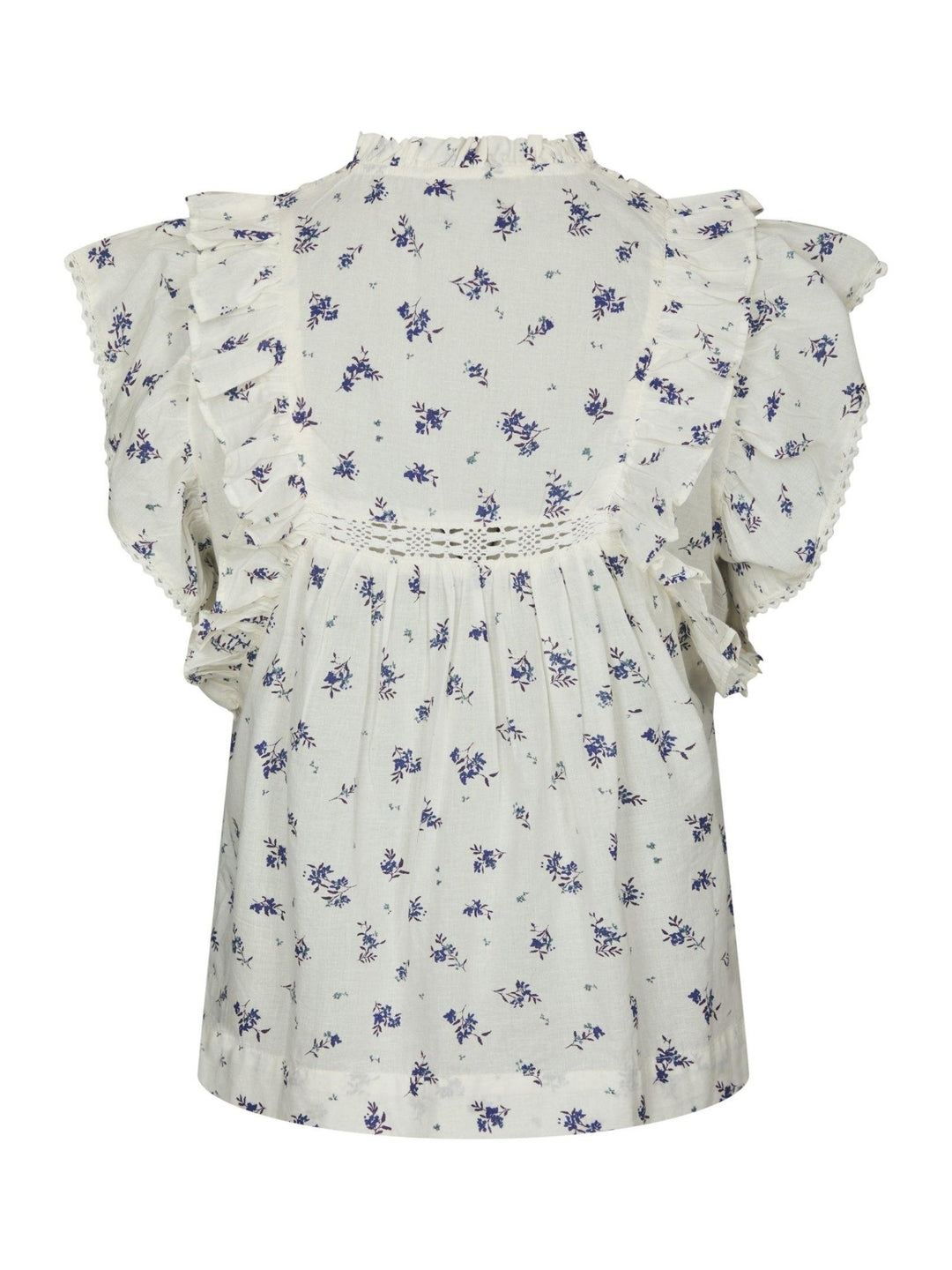 Jayla Small Blossom Top White Blue | Topper | Smuk