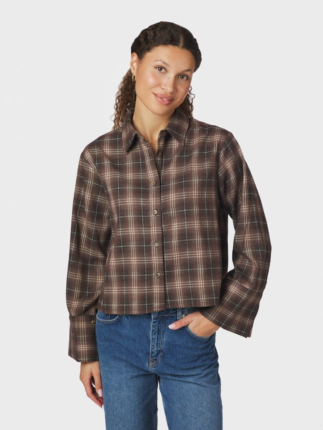 Jaylin Flannel Check Shirt Dark Taupe | Skjorter og bluser | Smuk