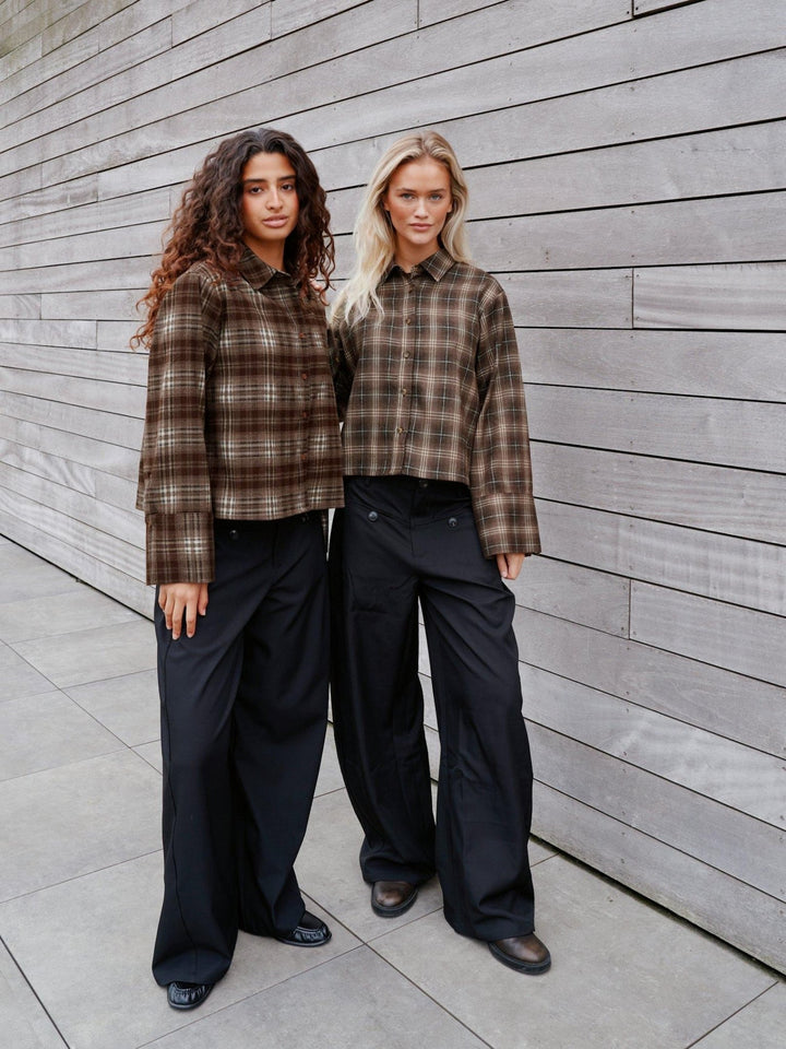 Jaylin Flannel Check Shirt Dark Taupe | Skjorter og bluser | Smuk