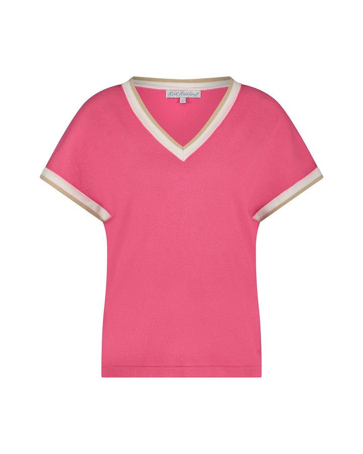 Jerry Vneck Striped Rib Raspberry | Topper | Smuk - Dameklær på nett